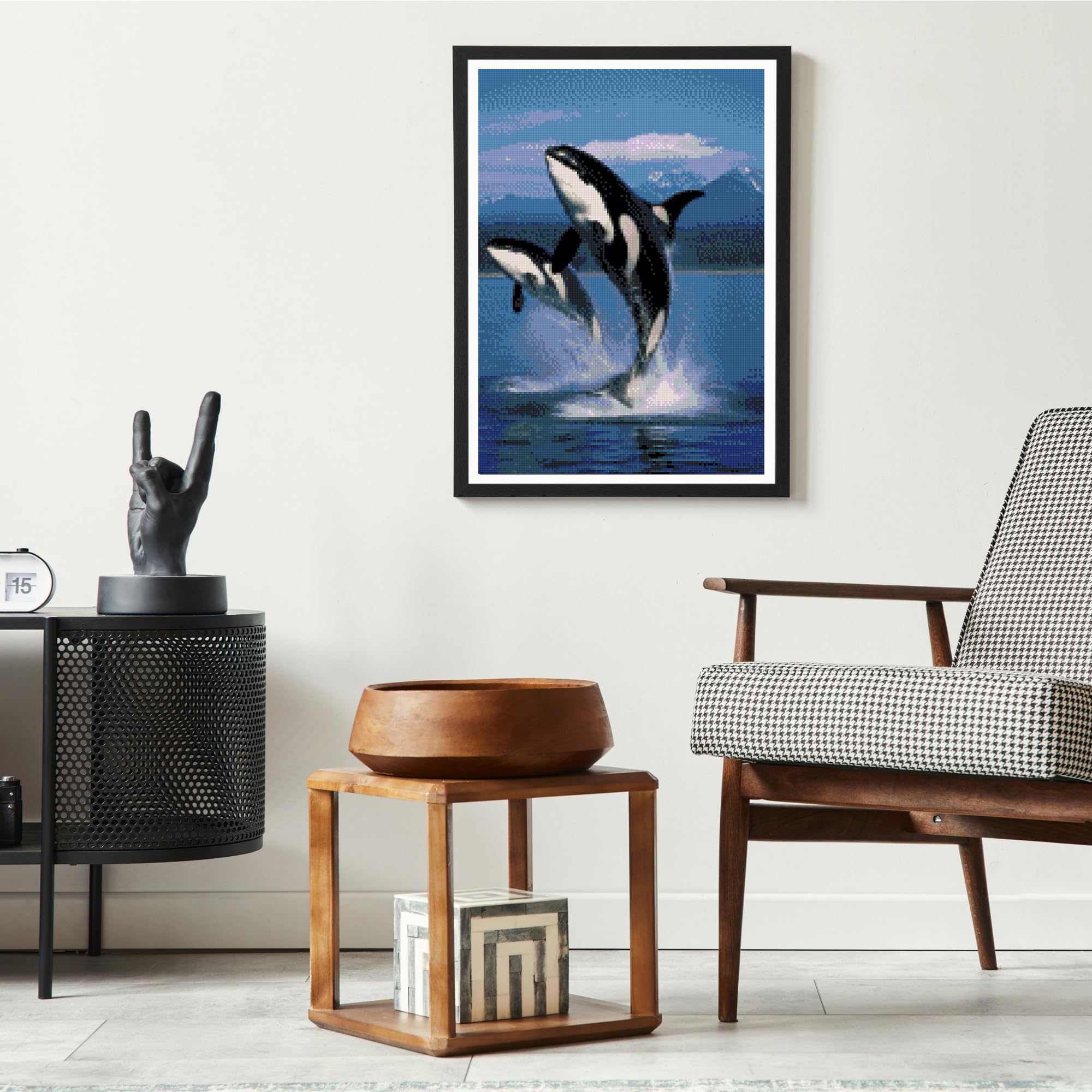 Jumping Orcas Killer Whale 5D Diamond Art DIY Paint with Full